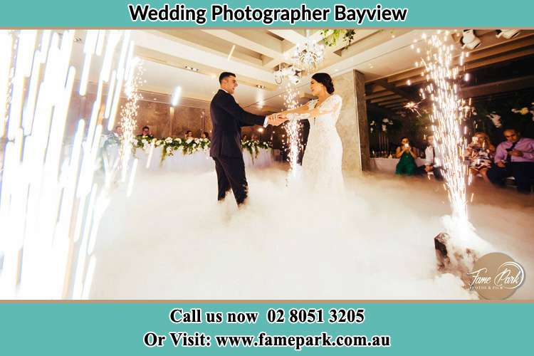 Photo of the Bride and the Groom dancing on the dance floor Bayview NSW 2104