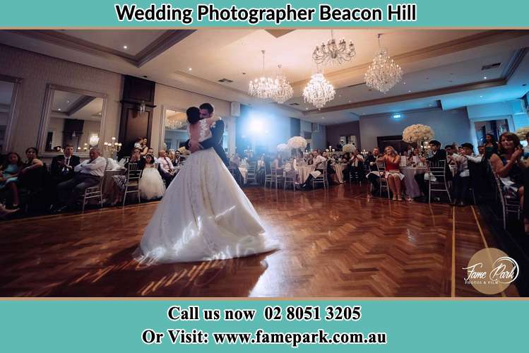 Photo of the Bride and the Groom hugging on the dance floor Beacon Hill NSW 2100