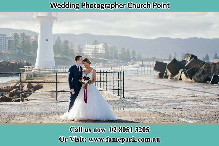 Photo of the Bride and Groom at the Watch Tower Church Point NSW 2105