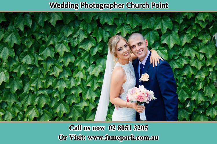 The Bride and the Groom smiling on camera Church Point NSW 2105