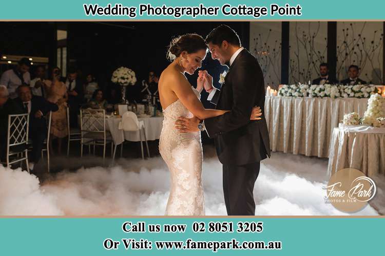 Photo of the Groom and the Bride dancing on the dance floor Cottage Point NSW 2084