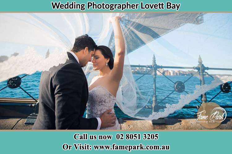 Photo of the Groom and the Bride kissing Lovett Bay NSW 2105